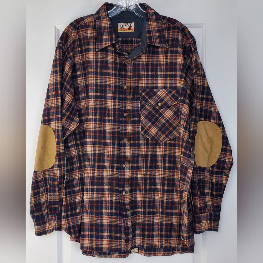 Pendleton VTG Lobo Mens Flannel Blue Plaid Wool Shirt - Size L / XL ? READ - GUC